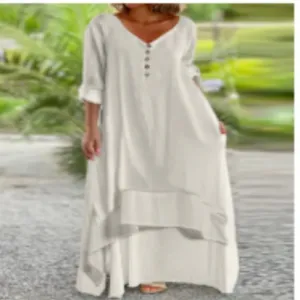 Outfree Cream tiered bohemian maxi  / midi dress Size Medium New