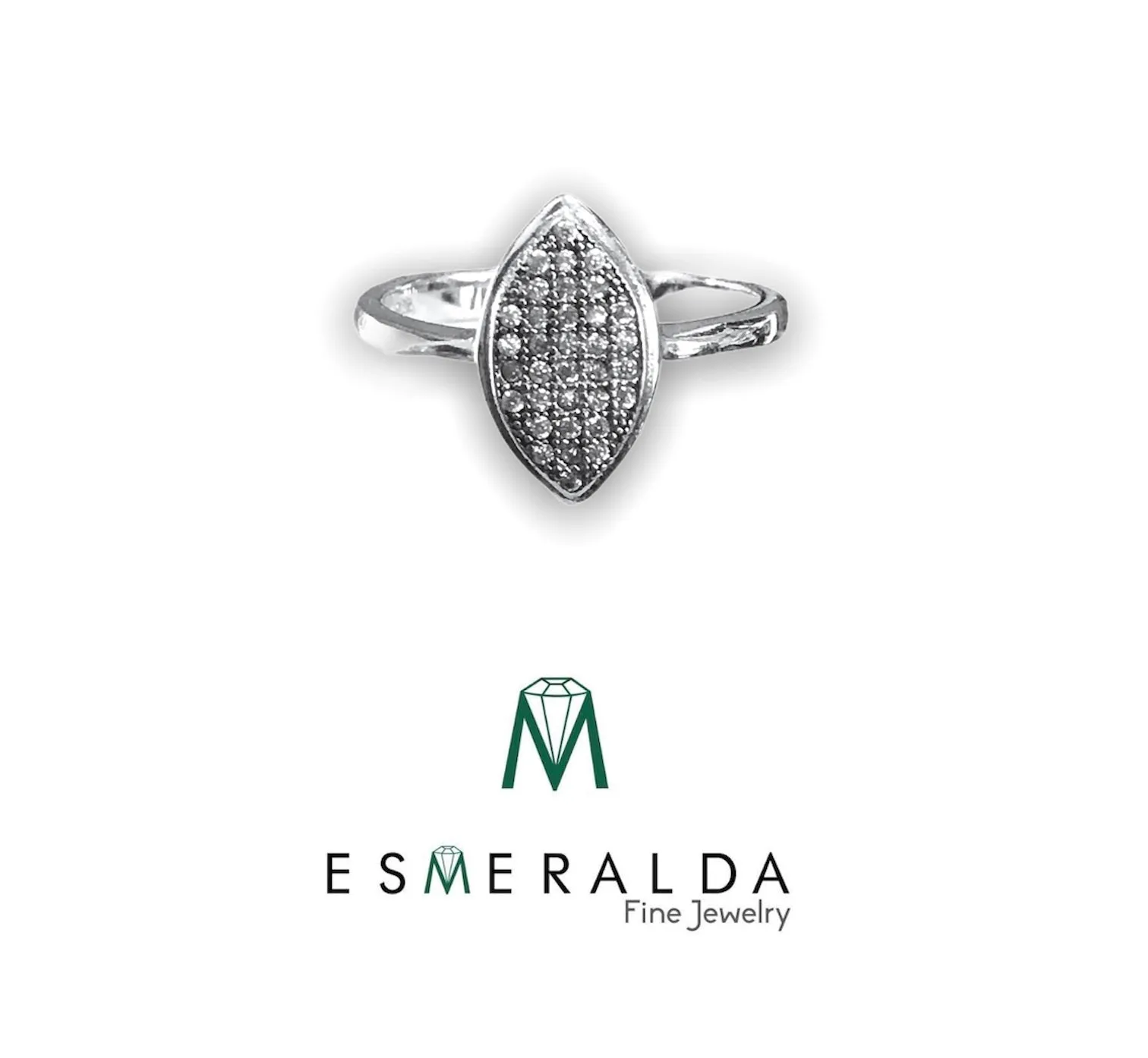 Oval Zirconia Studded Silver Ring