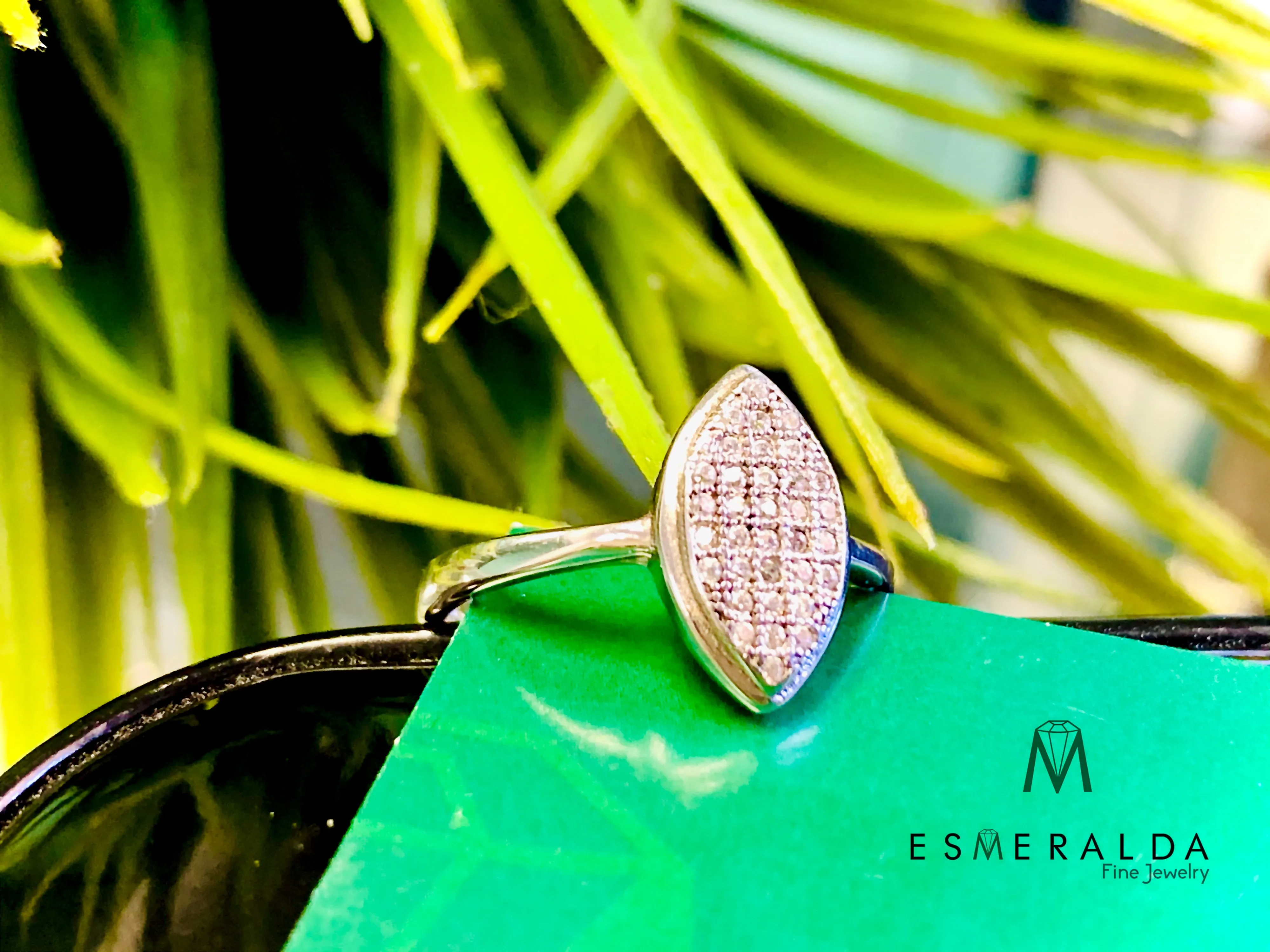 Oval Zirconia Studded Silver Ring