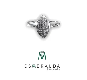 Oval Zirconia Studded Silver Ring