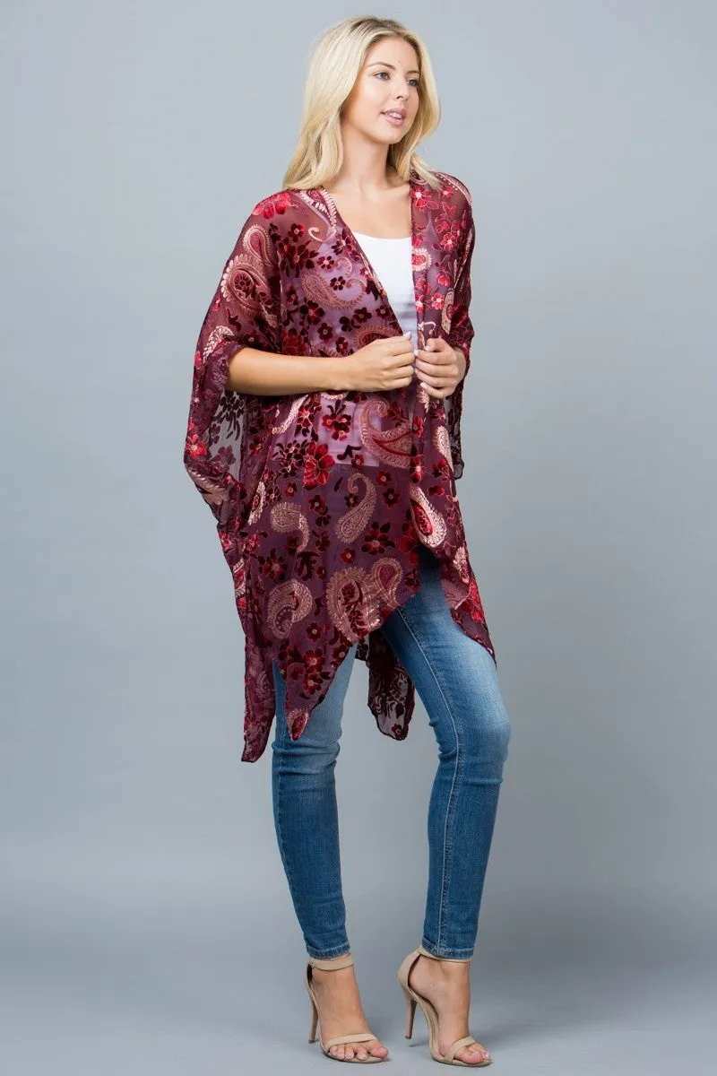 Paisley Velvet Burnout Kimono