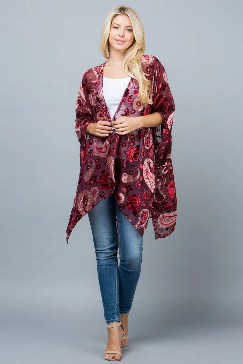 Paisley Velvet Burnout Kimono
