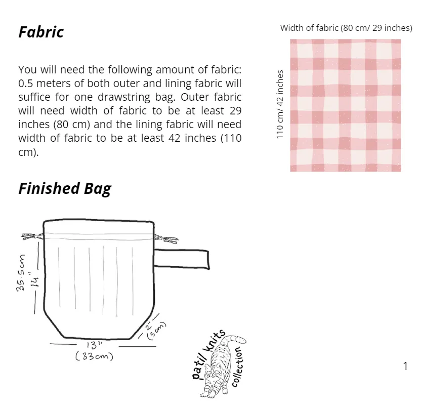 Patil Knits Marshmallow Bag Sewing Pattern Kit - Citrus