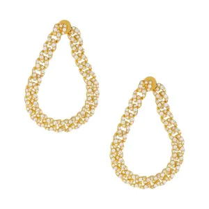 Pavé Curb Chain Oval Drop Earring