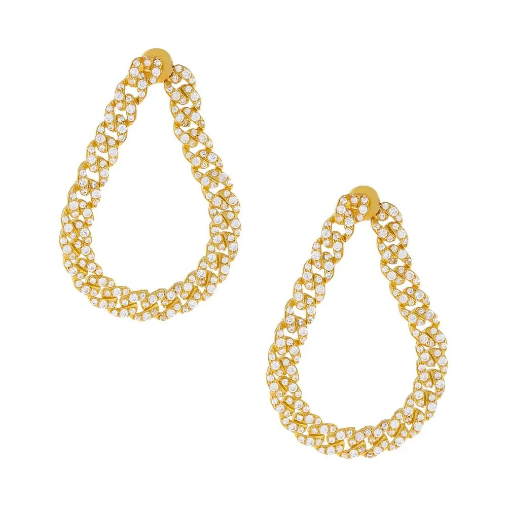 Pavé Curb Chain Oval Drop Earring