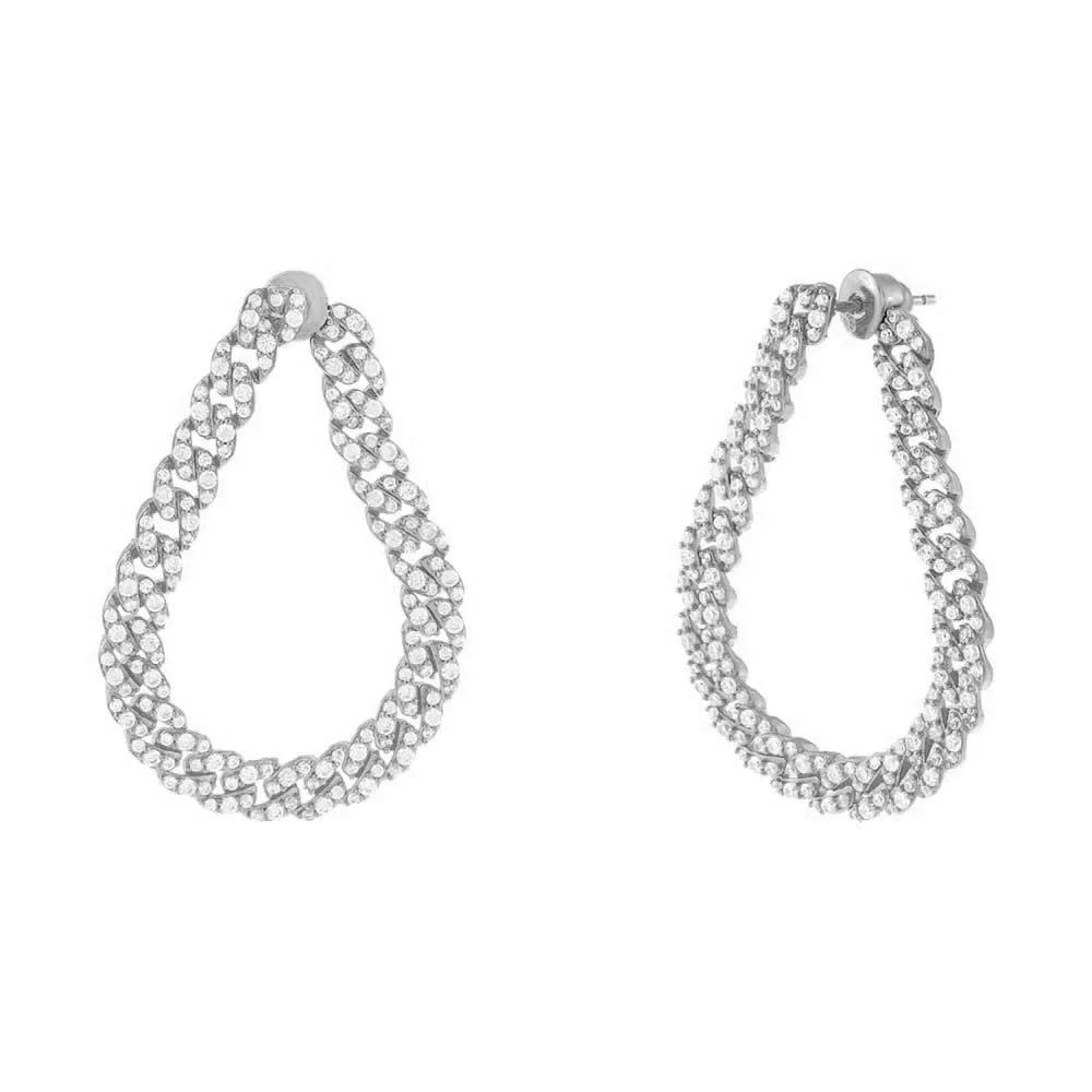 Pavé Curb Chain Oval Drop Earring