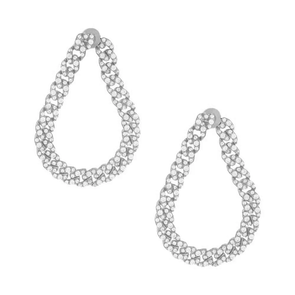 Pavé Curb Chain Oval Drop Earring