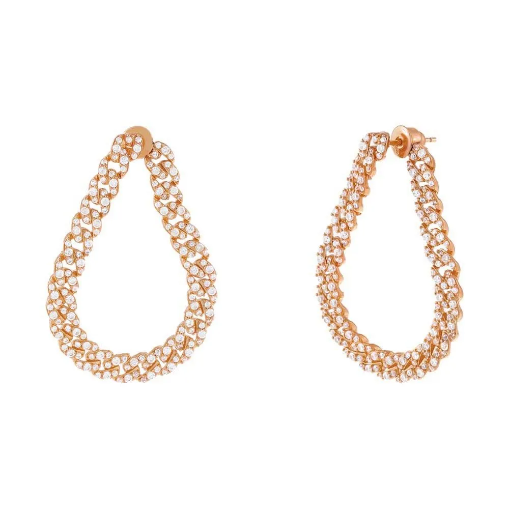 Pavé Curb Chain Oval Drop Earring
