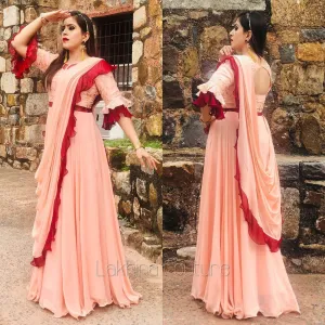 Peach Drape Saree