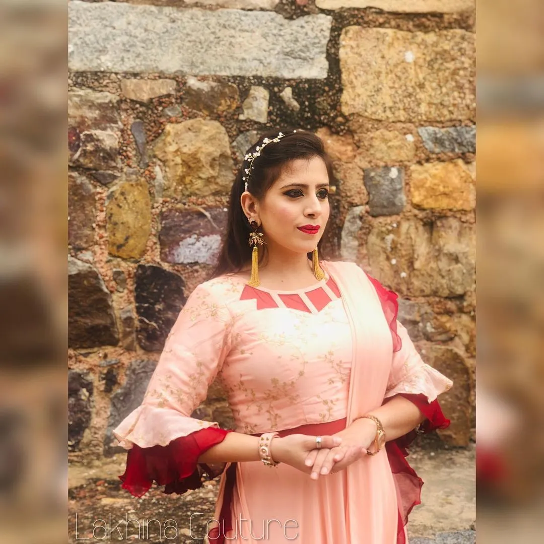 Peach Drape Saree