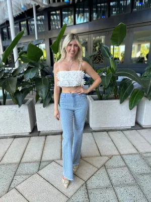 Pearls Studded Flare Jeans