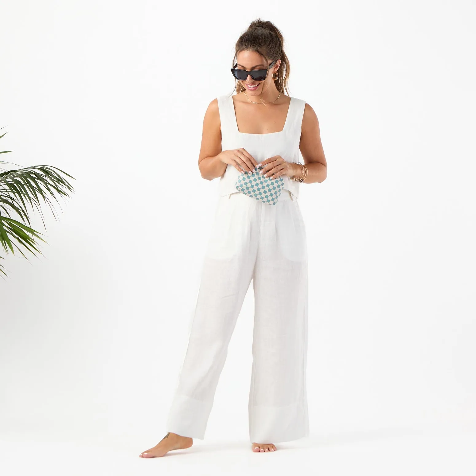 Petite Check Mini Pouch Tide