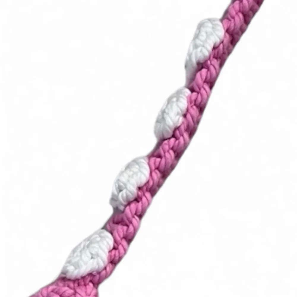 Pink & White Floral Macrame Shoulder Bag