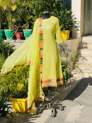 Pista Green Embroidered Suit