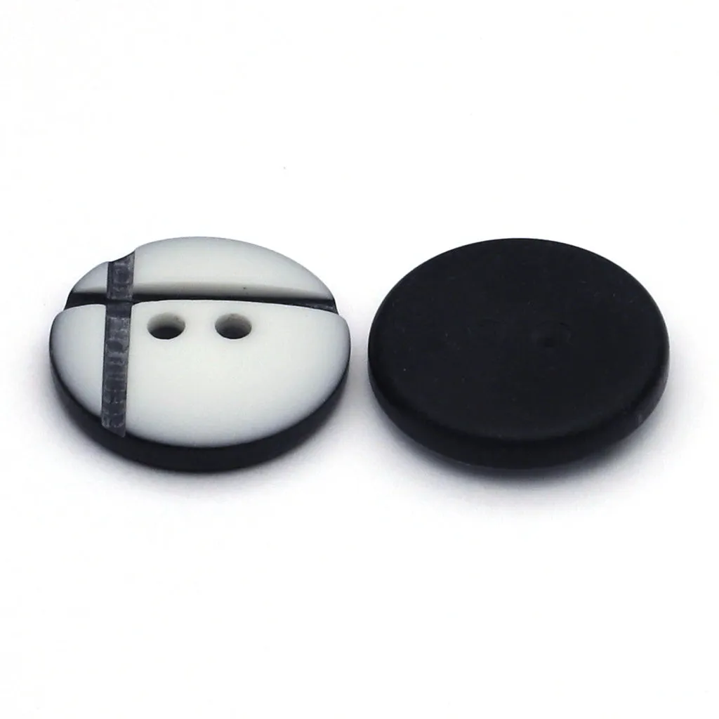 Plastic Button White & Black
