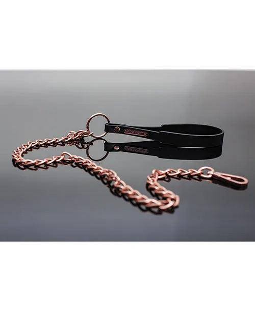 Pleasure Collection Leash - Black-rose Gold