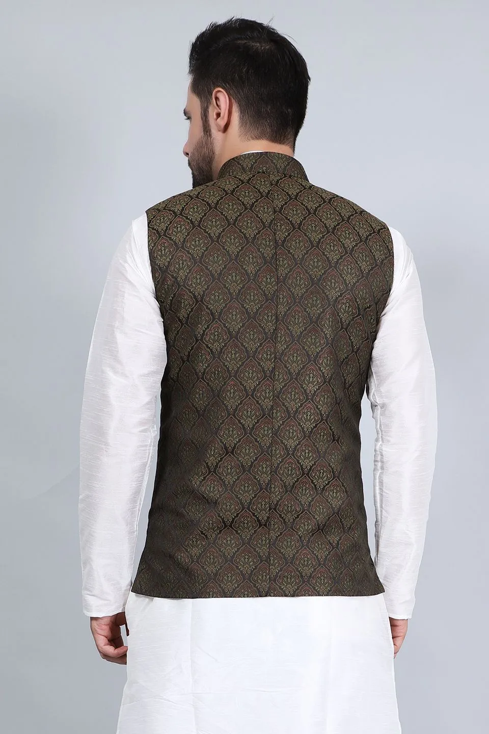 Poly Viscose (BY RAYMOND'S ETHNIC)Brown Modi Nehru Jacket