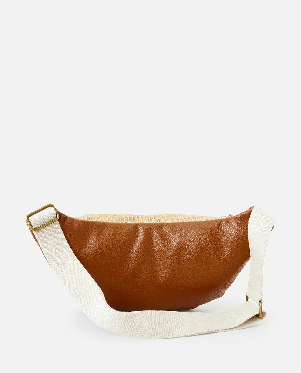 PREMIUM STRAW CROSSBODY SLING UTILITY BAG - NATURAL