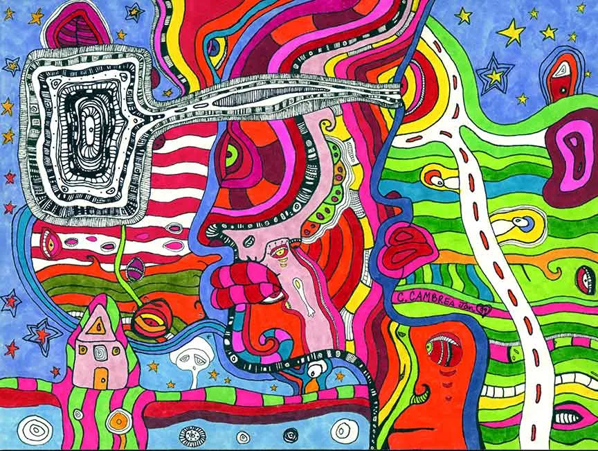 Psychedelic Area Rug 'Multi-Directional'