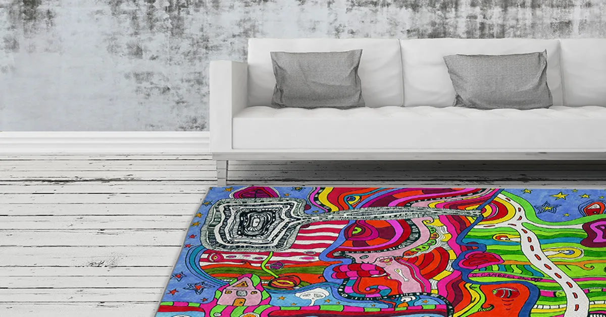 Psychedelic Area Rug 'Multi-Directional'