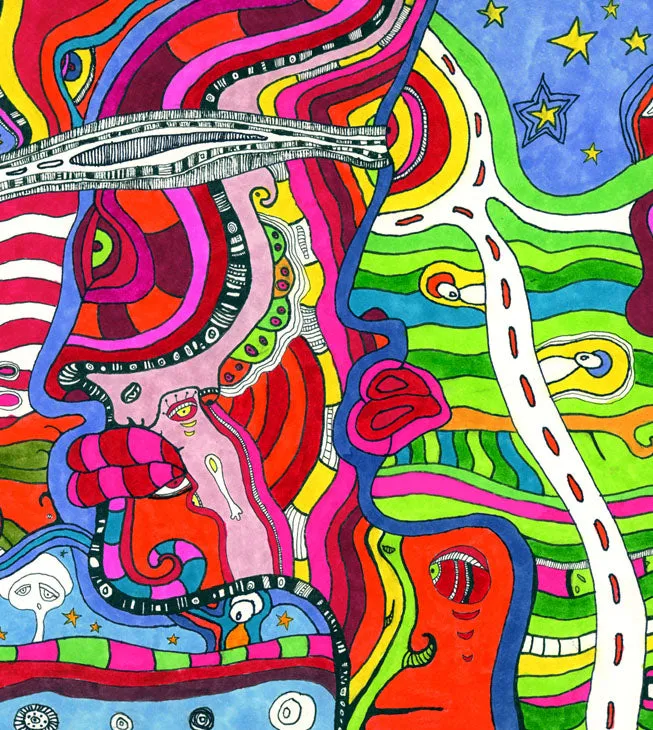 Psychedelic Area Rug 'Multi-Directional'