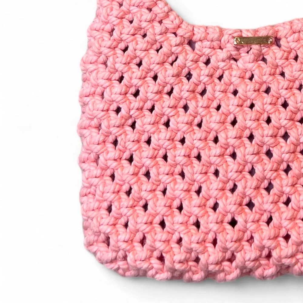 Puppies Mouth & White Floral Macrame Shoulder Bag