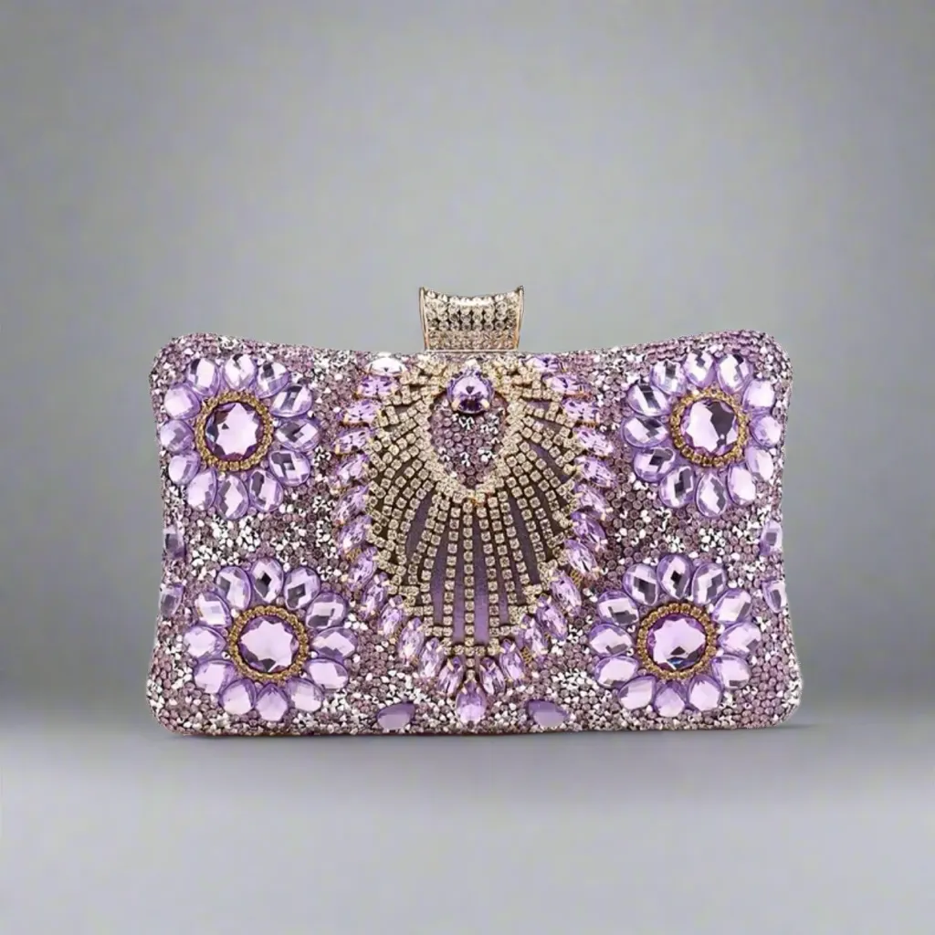 Purple Rhinestone Evening Bag