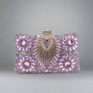 Purple Rhinestone Evening Bag