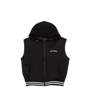 Q.C PLAY: Functional Neo-Double-Layer Quilted Lining Two-Tone Hooded Zip-Up Vest - Black