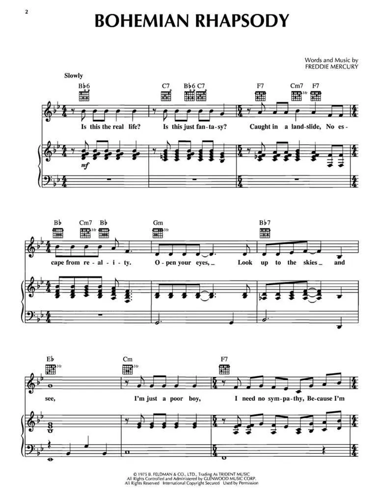 Queen: Bohemian Rhapsody (Single Sheet)