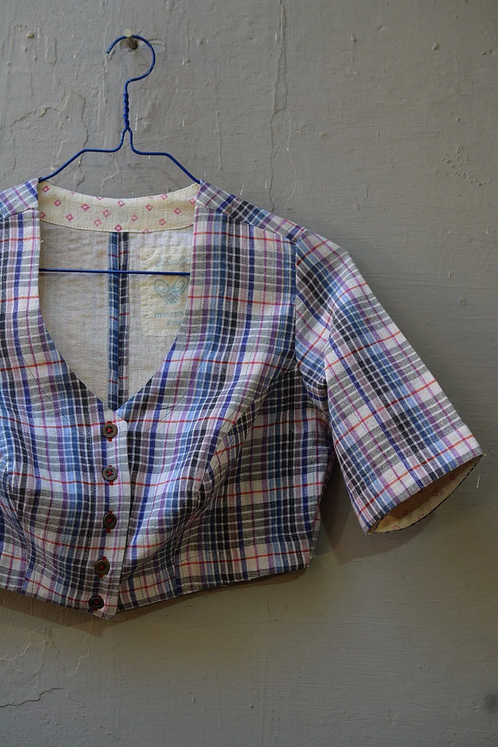 Quilted Khadi Blouse - Multi-Colour Checks