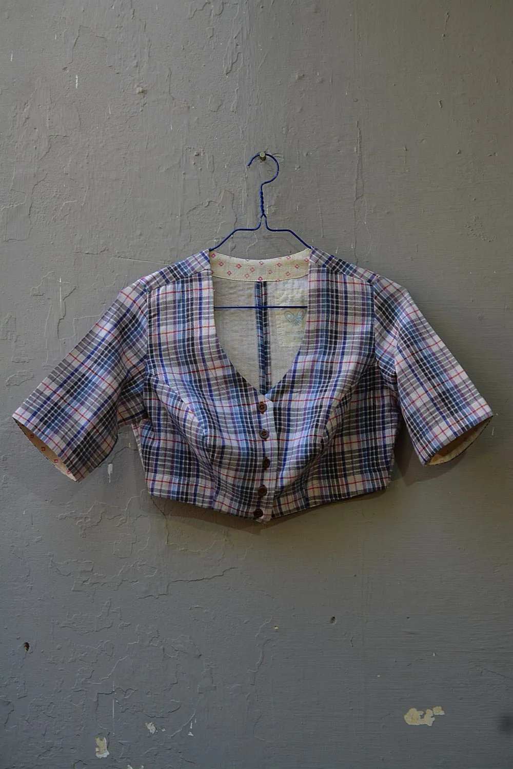 Quilted Khadi Blouse - Multi-Colour Checks