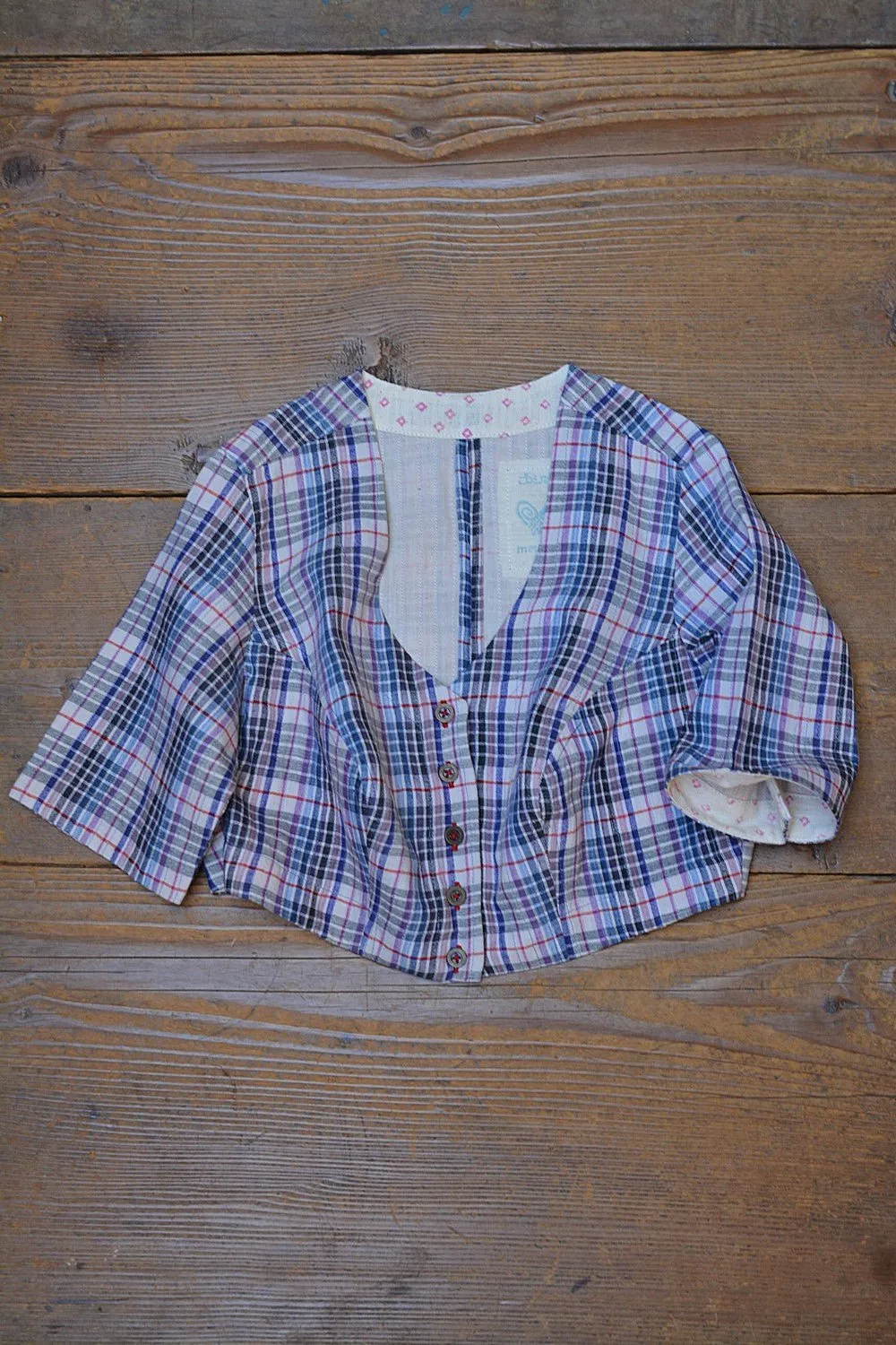 Quilted Khadi Blouse - Multi-Colour Checks