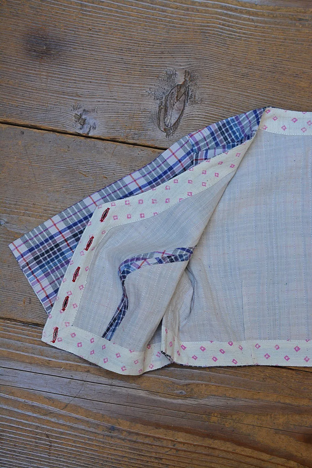 Quilted Khadi Blouse - Multi-Colour Checks