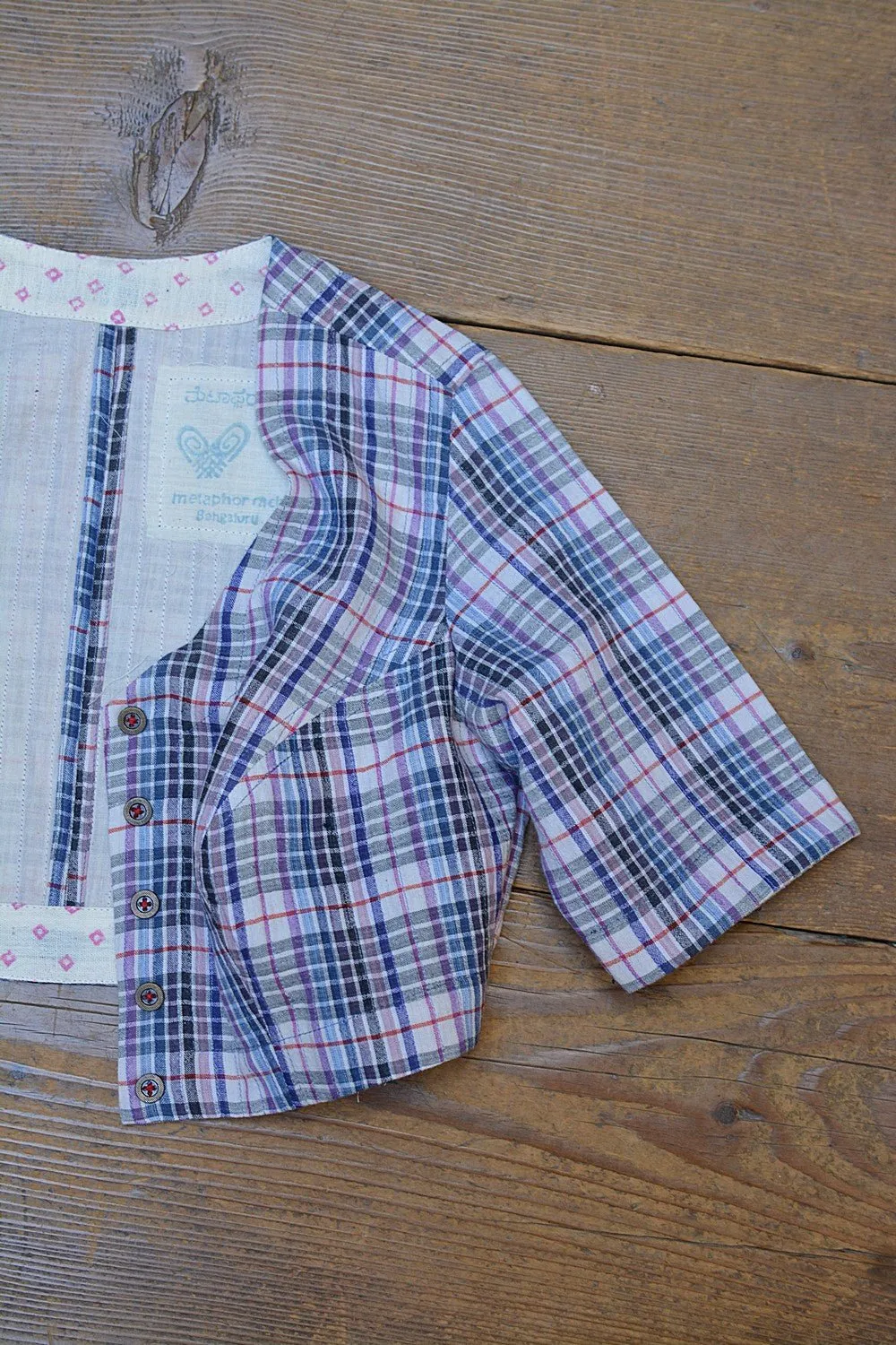 Quilted Khadi Blouse - Multi-Colour Checks