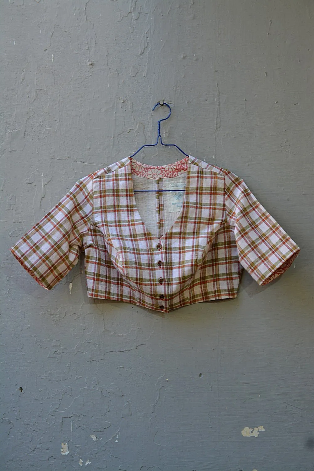 Quilted Khadi Blouse - Red & Green