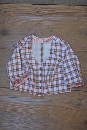 Quilted Khadi Blouse - Red & Green