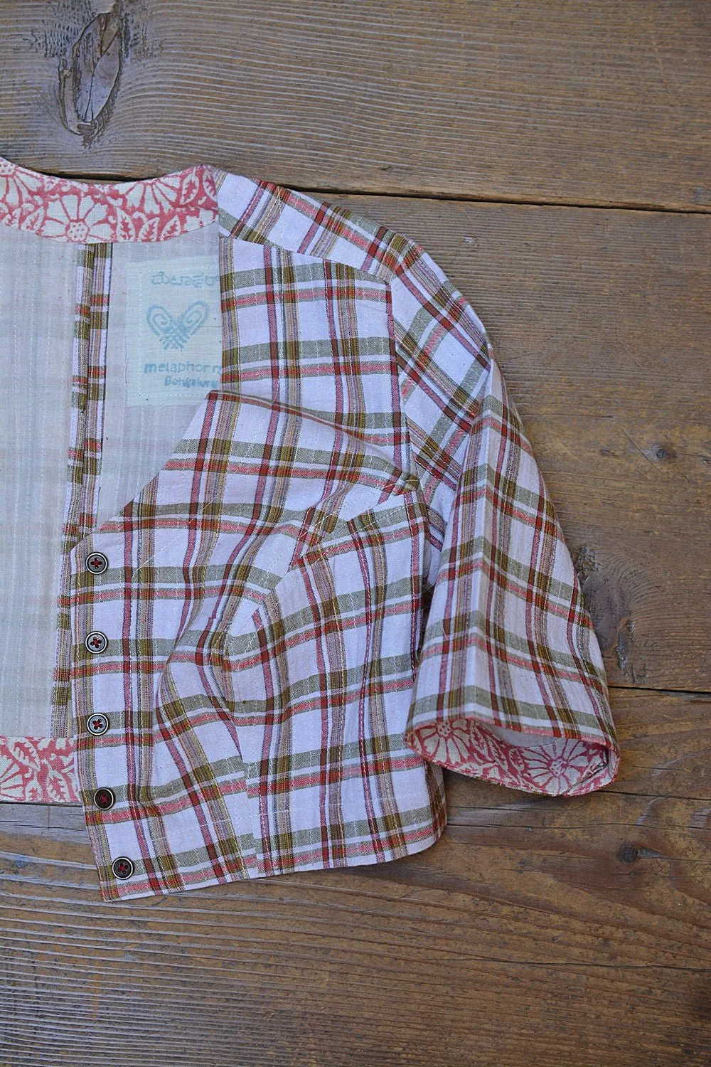 Quilted Khadi Blouse - Red & Green