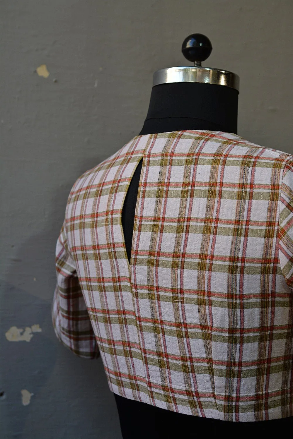 Quilted Khadi Blouse - Red & Green