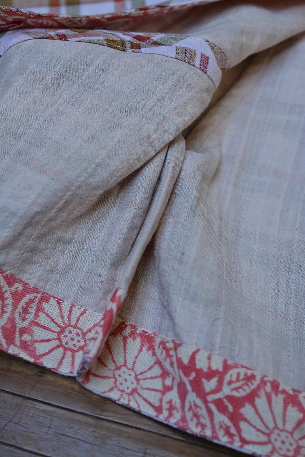 Quilted Khadi Blouse - Red & Green