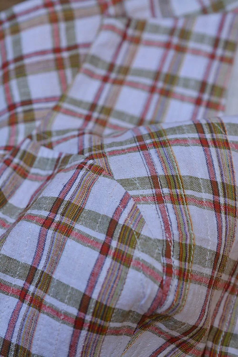 Quilted Khadi Blouse - Red & Green
