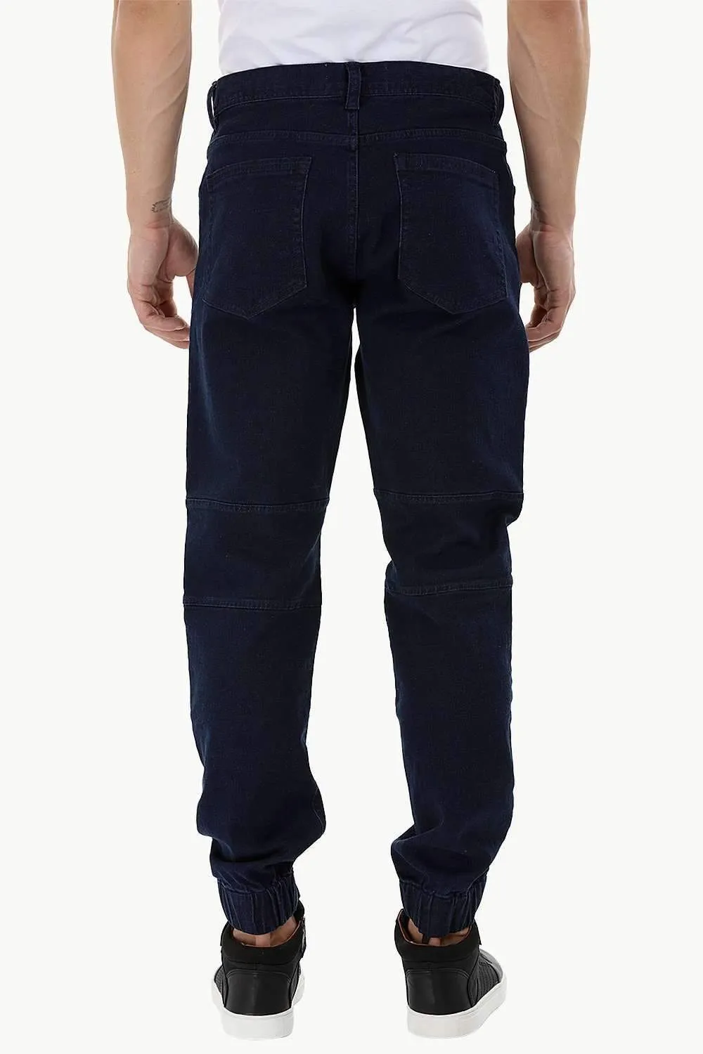 Quilted Patch Indigo Denim Cuff Joggers