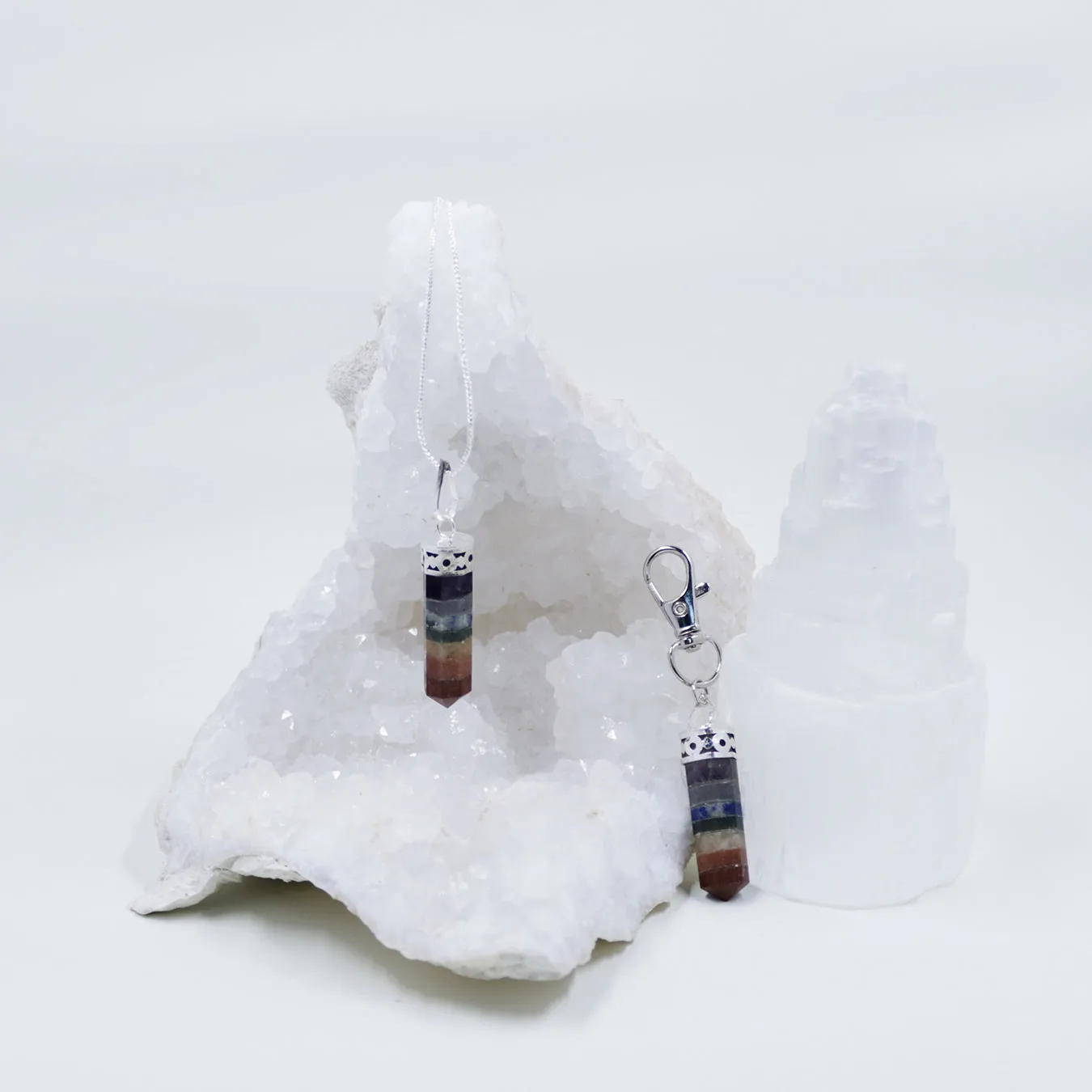 Rainbow 7 Chakras Necklaces and Clip | 2 Piece Set