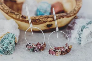 Raw Tourmaline Gemstone Sterling Silver Earrings