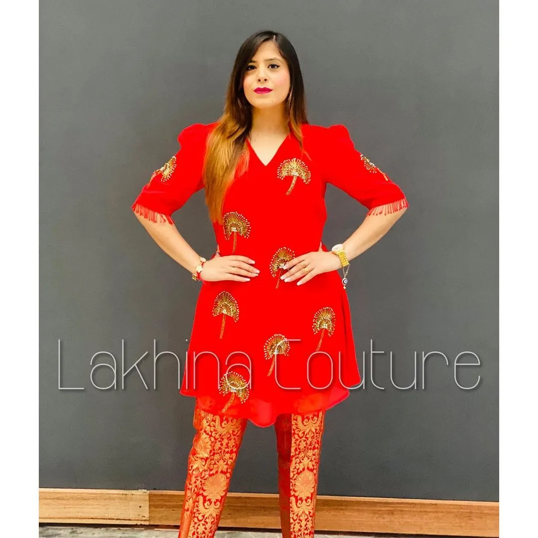 Red Embroidered Suit