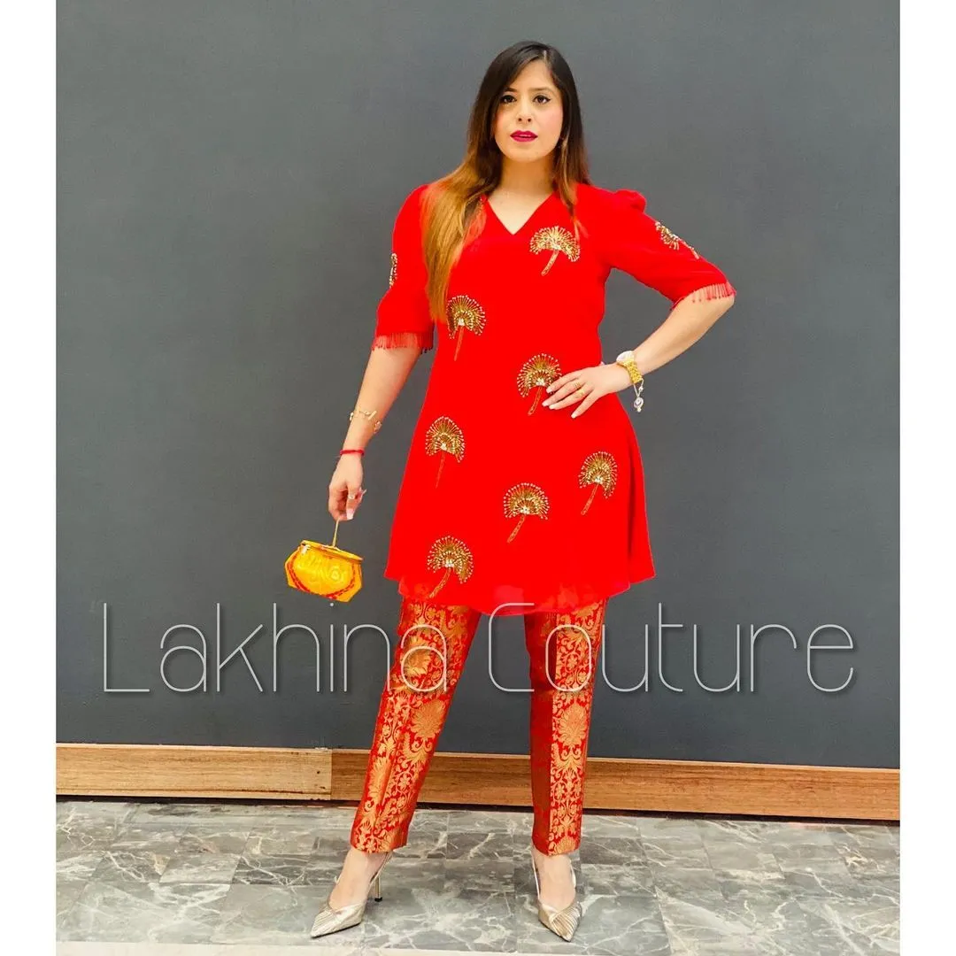 Red Embroidered Suit