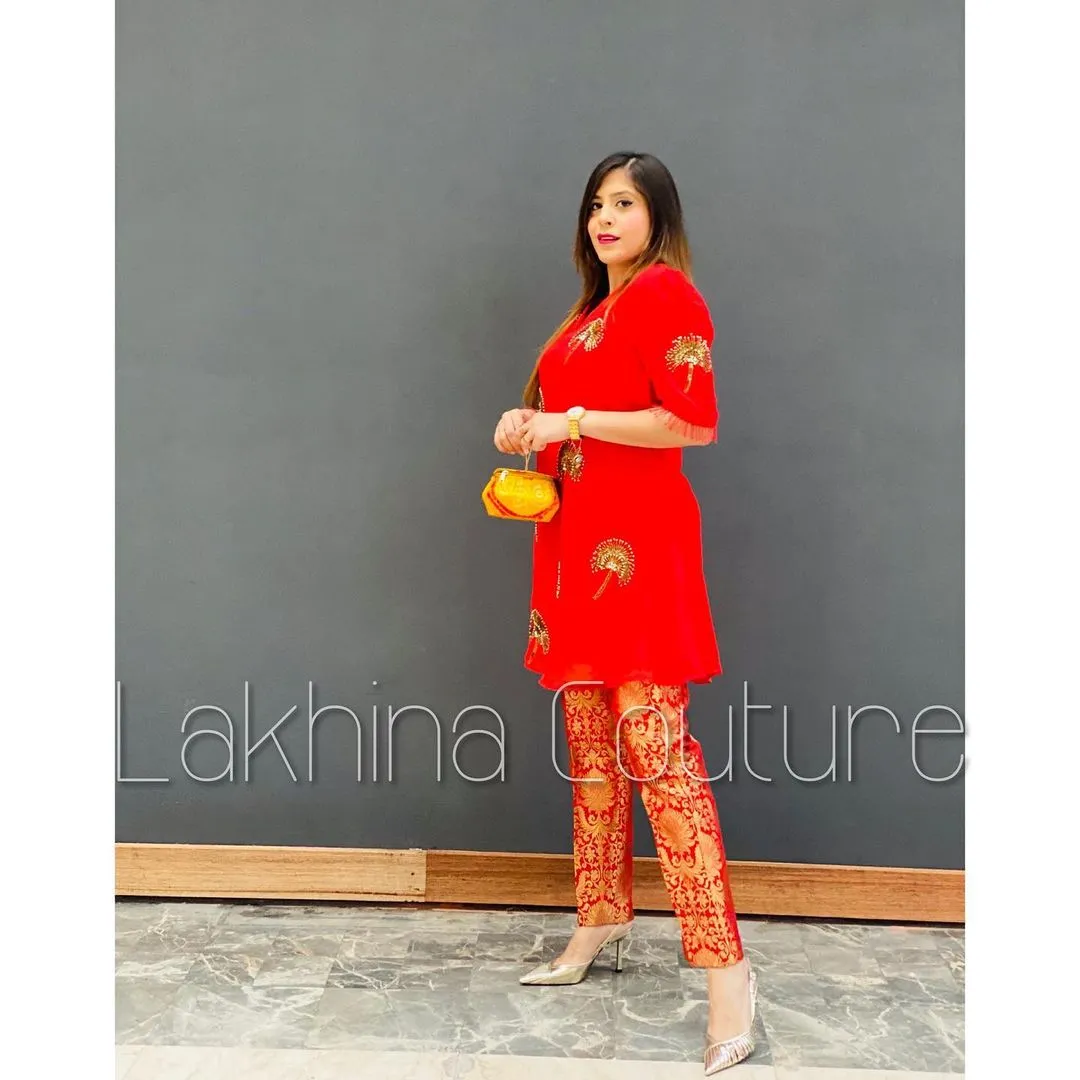 Red Embroidered Suit