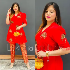 Red Embroidered Suit