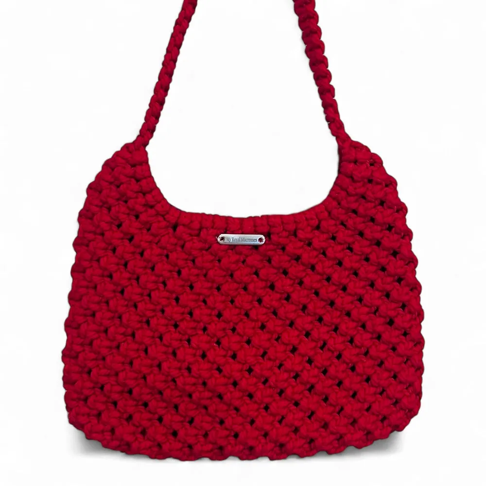 Red Macrame Shoulder Bag