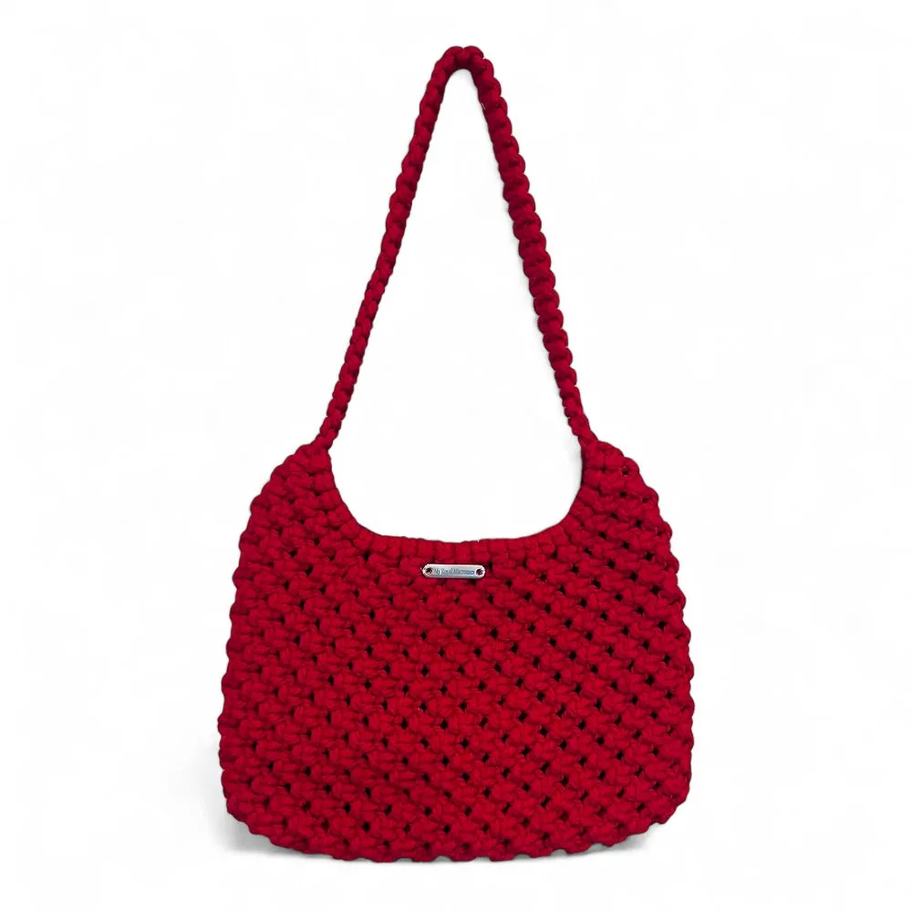 Red Macrame Shoulder Bag